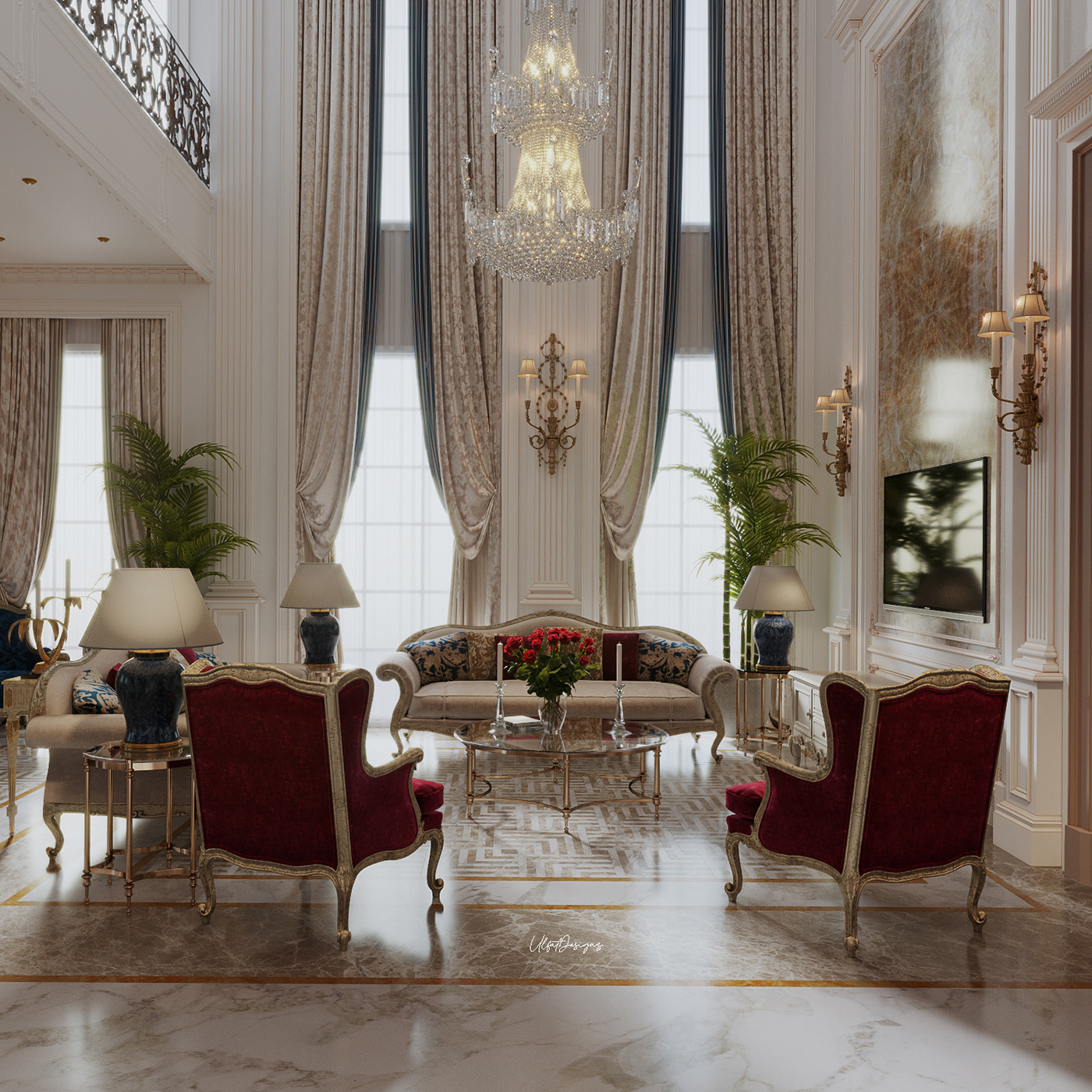Classic classic dinning classic entrance classic villa double hight Entrance living luxury velvet