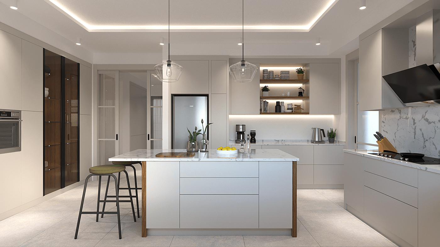 3D architecture archviz Interior interior design  kitchen design modern Render visualization