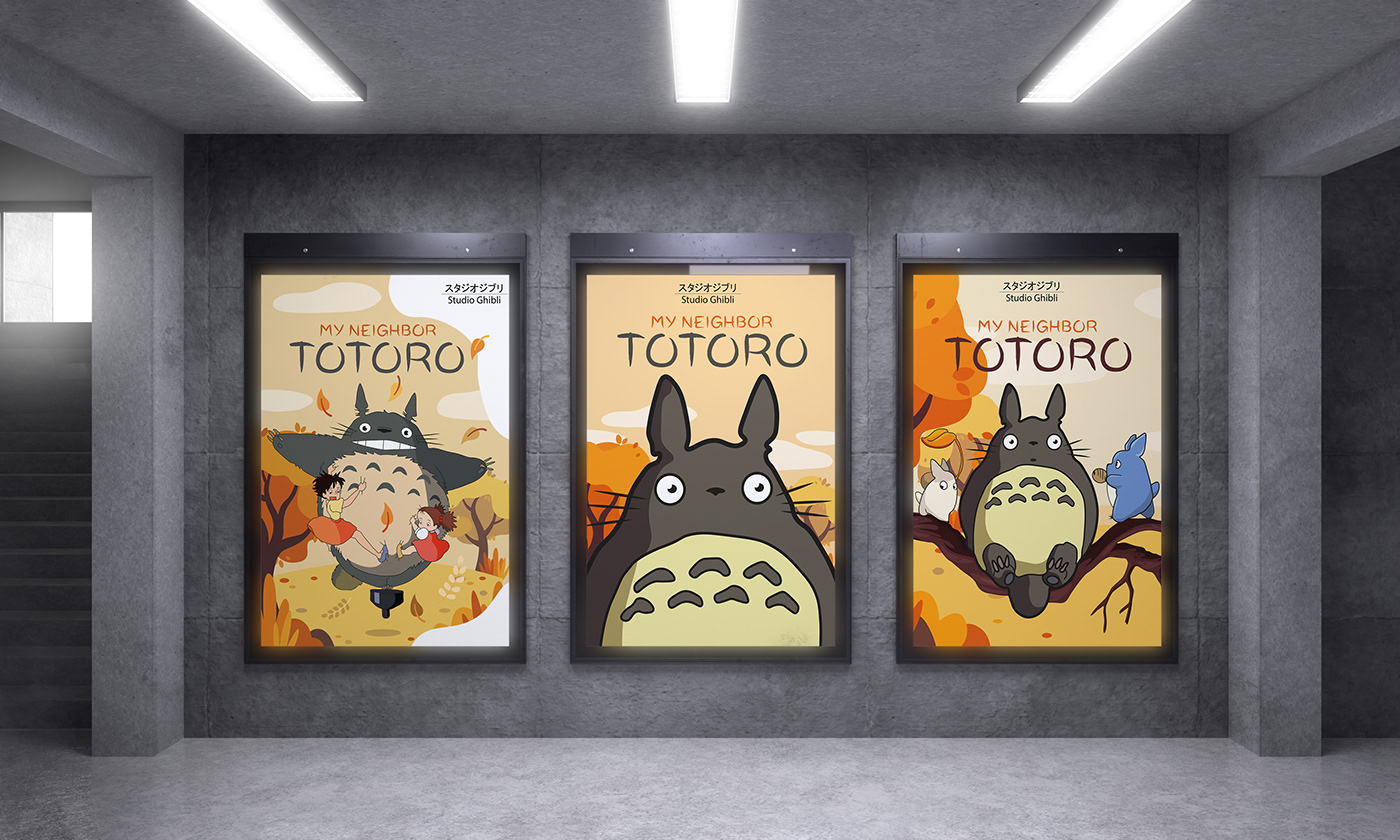 animation  Mockup movie poster my neighbor totoro poster Advertising  graphic design  Poster Design art anime