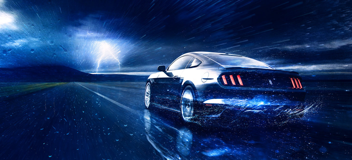 Mustang photoshop retouch Keyvisual composition digital creative car advertisment concept