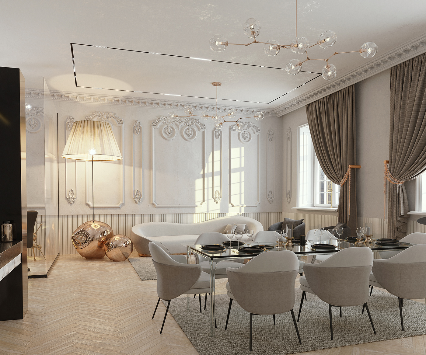 3D architecutre Classic design dining room home Interior interior design  living room room