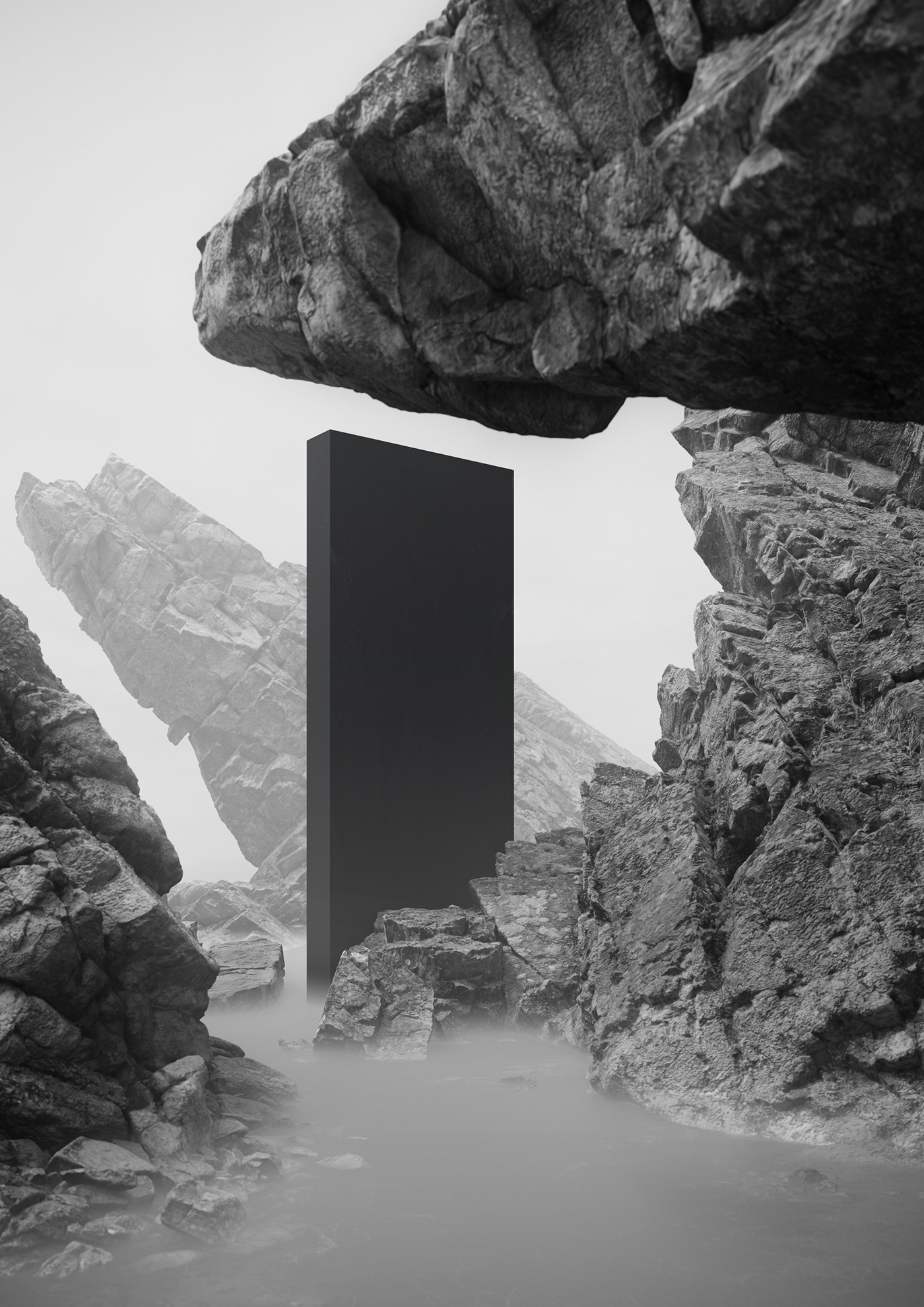 CGI fog Kubrick mist monolith Nature poster rocks Space  water