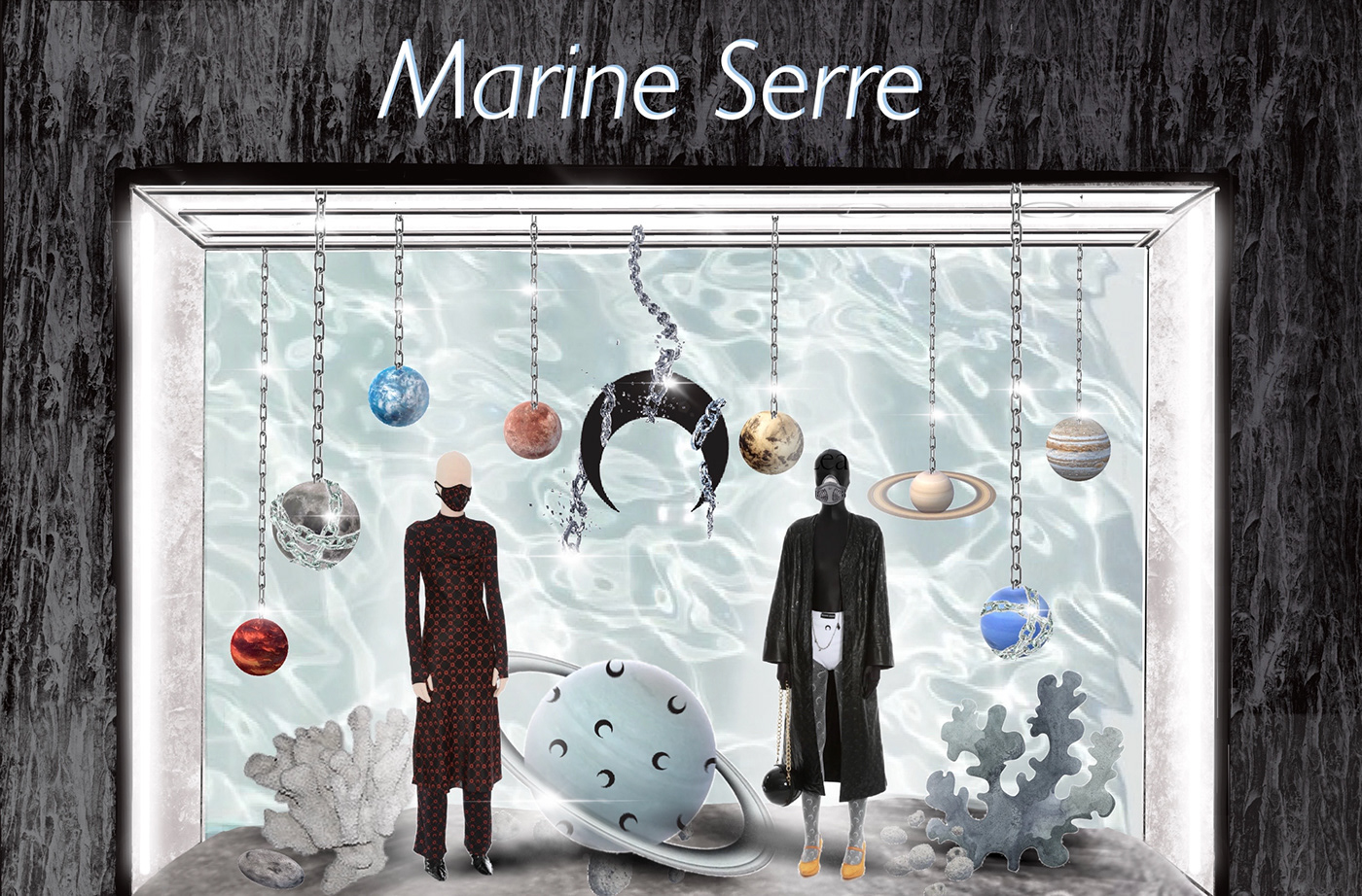 futuristic Marine Serre visual art window design
