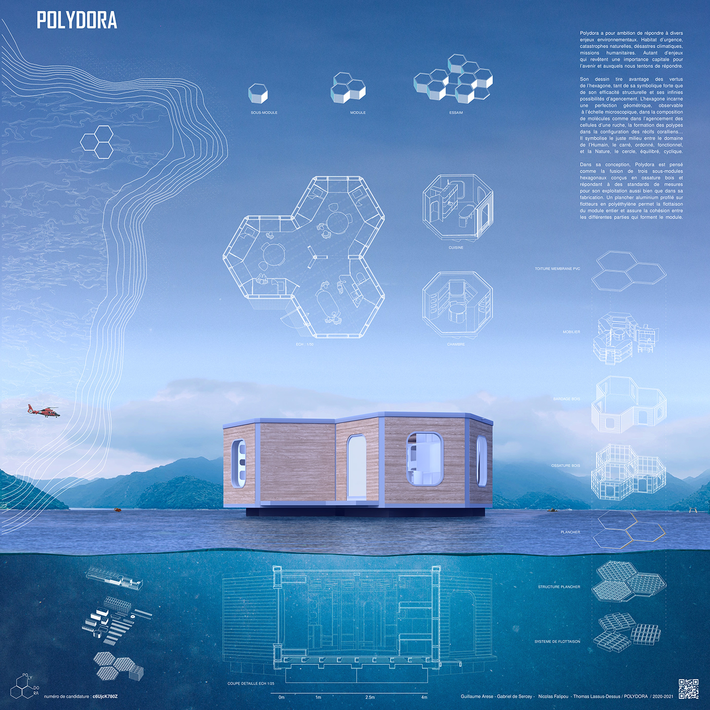 architecture floating hexagone Hives Refugees