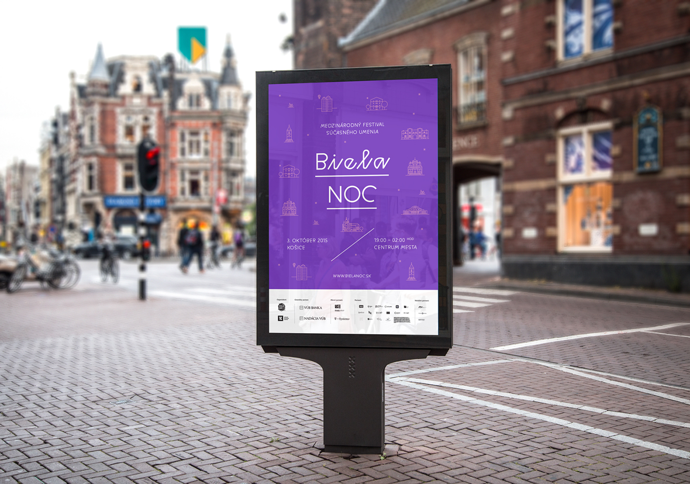 bielanoc nuitblanche campaign identity festival lights icons violet whitenight night Bratislava kosice contemporary