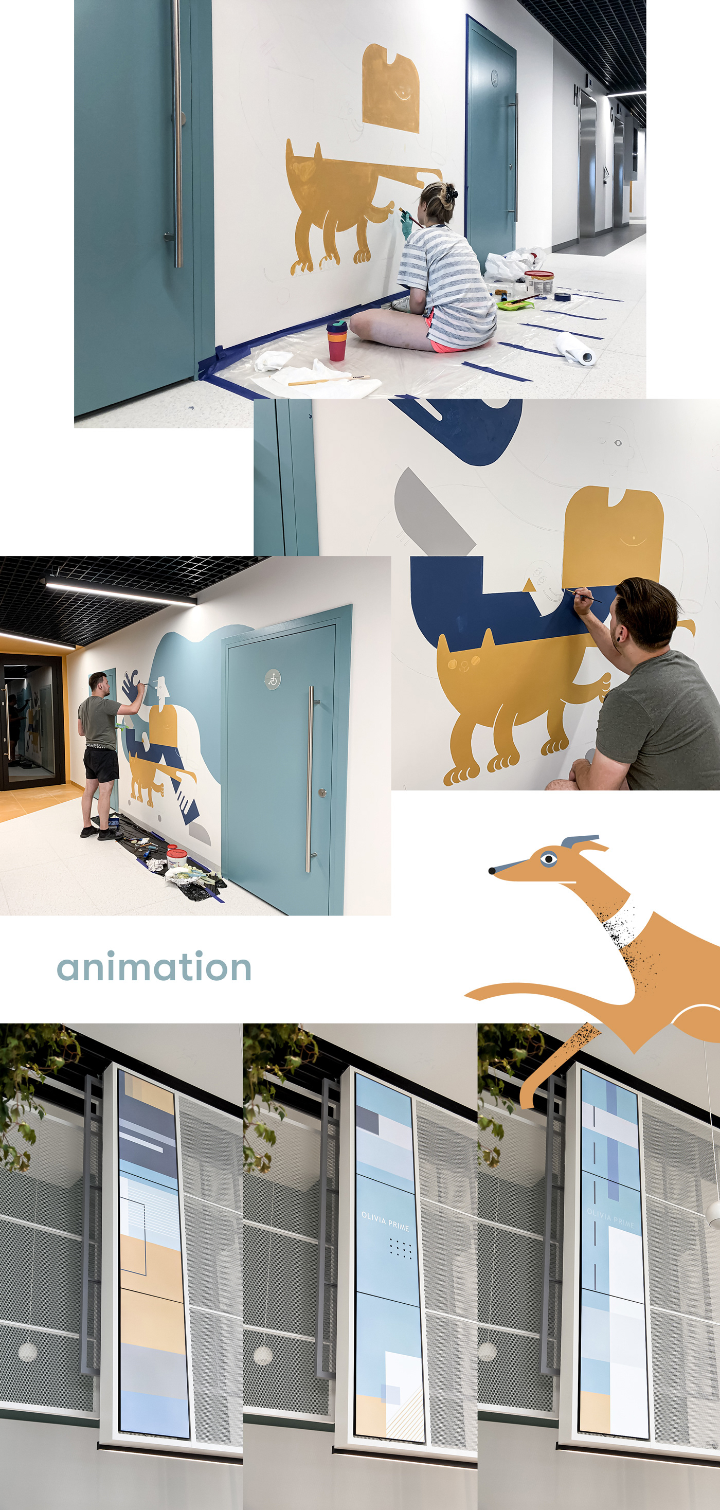 wall painting painting   ILLUSTRATION  graphic animation  composition Interior pattern Mural animals