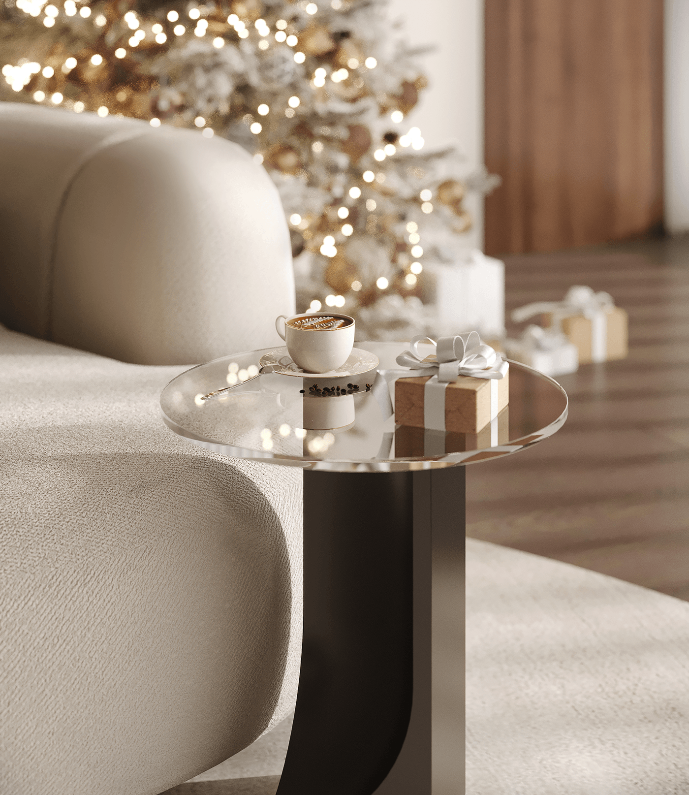 Christmas new year living room interior design  visualization Render 3ds max corona