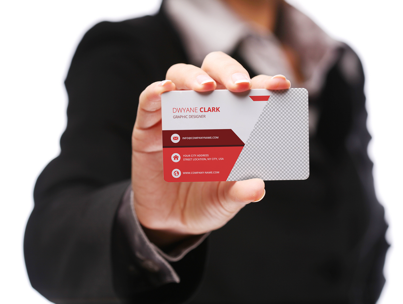 free Mockup mock up business card hand woman red