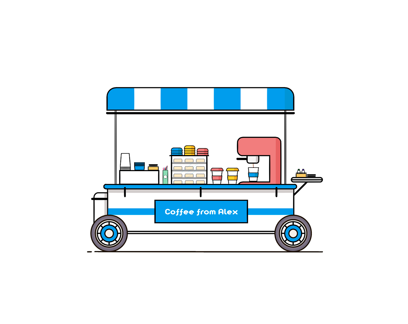ILLUSTRATION  Drawing  coffe Smart car Mobile app free Web Design  vector Illustrator