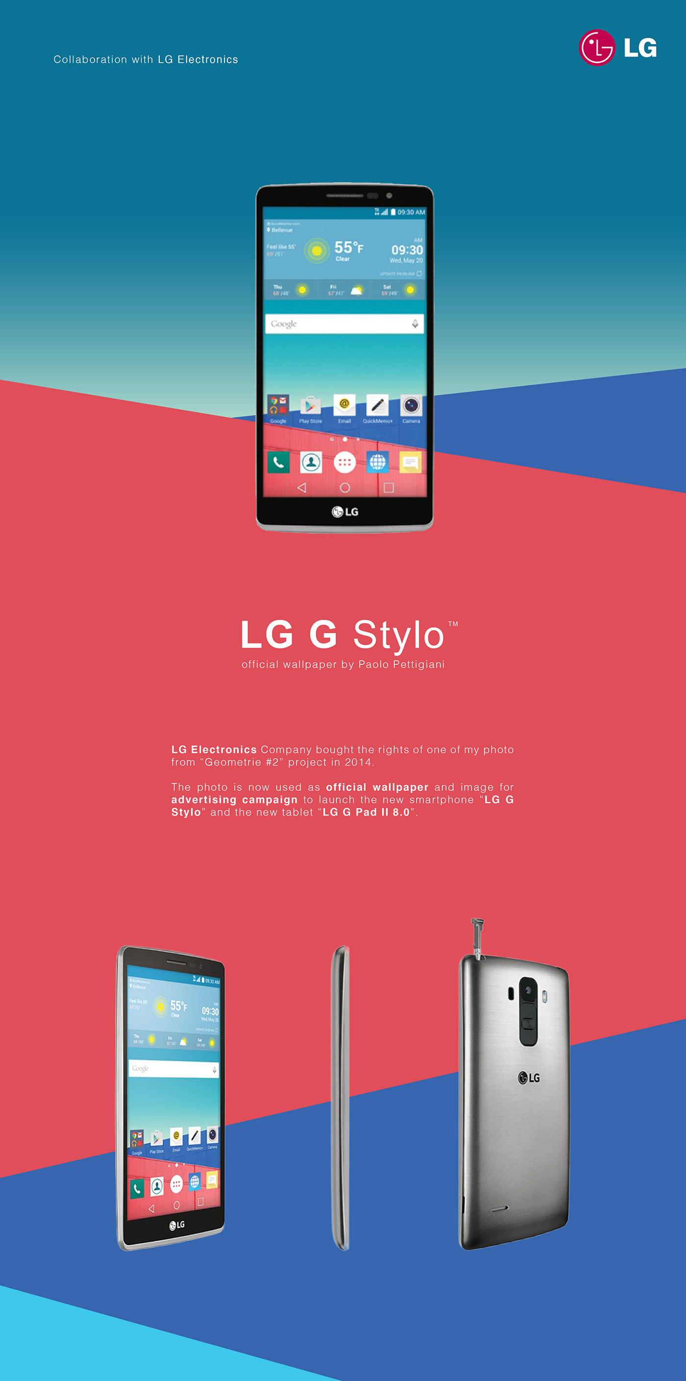 official wallpaper lg photo Wallpapers minimal geometry color red blue shape geometric Minimalism mobile smartphone pad
