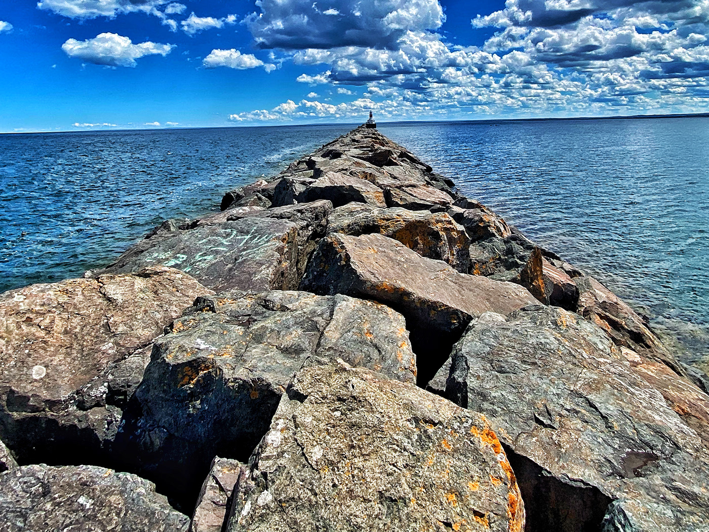 lighthouse Marquette Michigan Michigan Presque Isle Harbor rocks summer Upper Peninsula