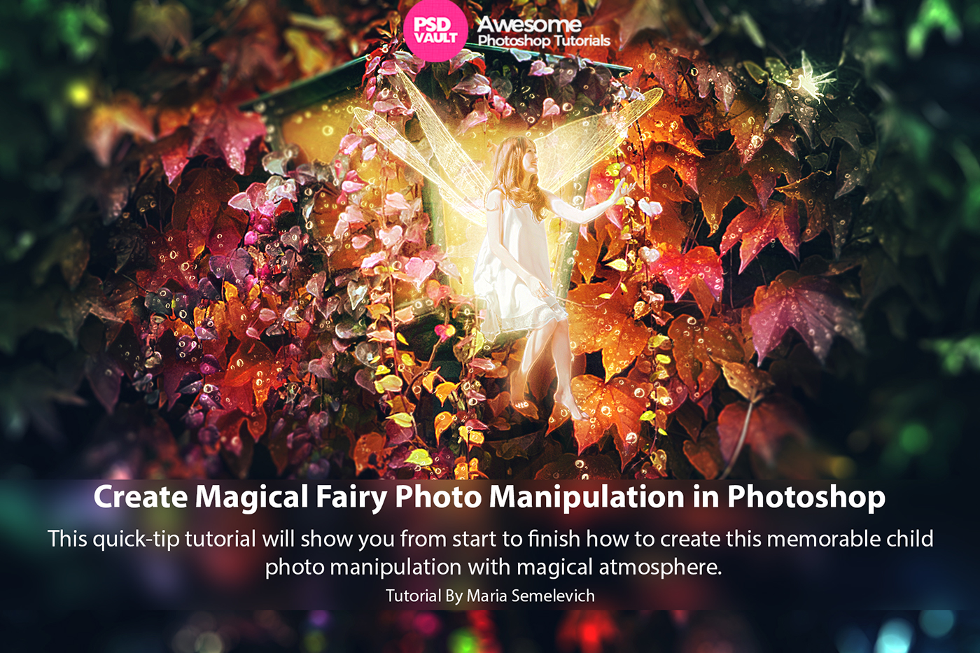phoshop fairy tale rain leaves tutorial photomanipulation Nature Lamp