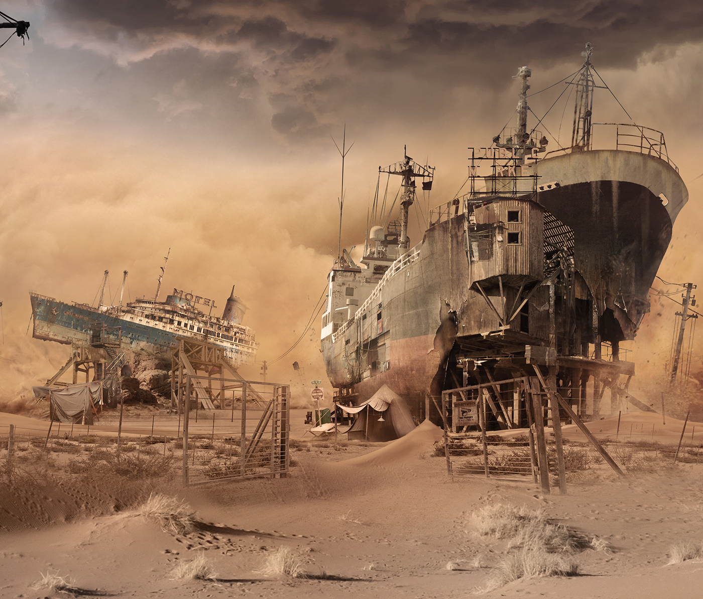 sandstorm photomanipulation desert ship abandoned Matte Painting