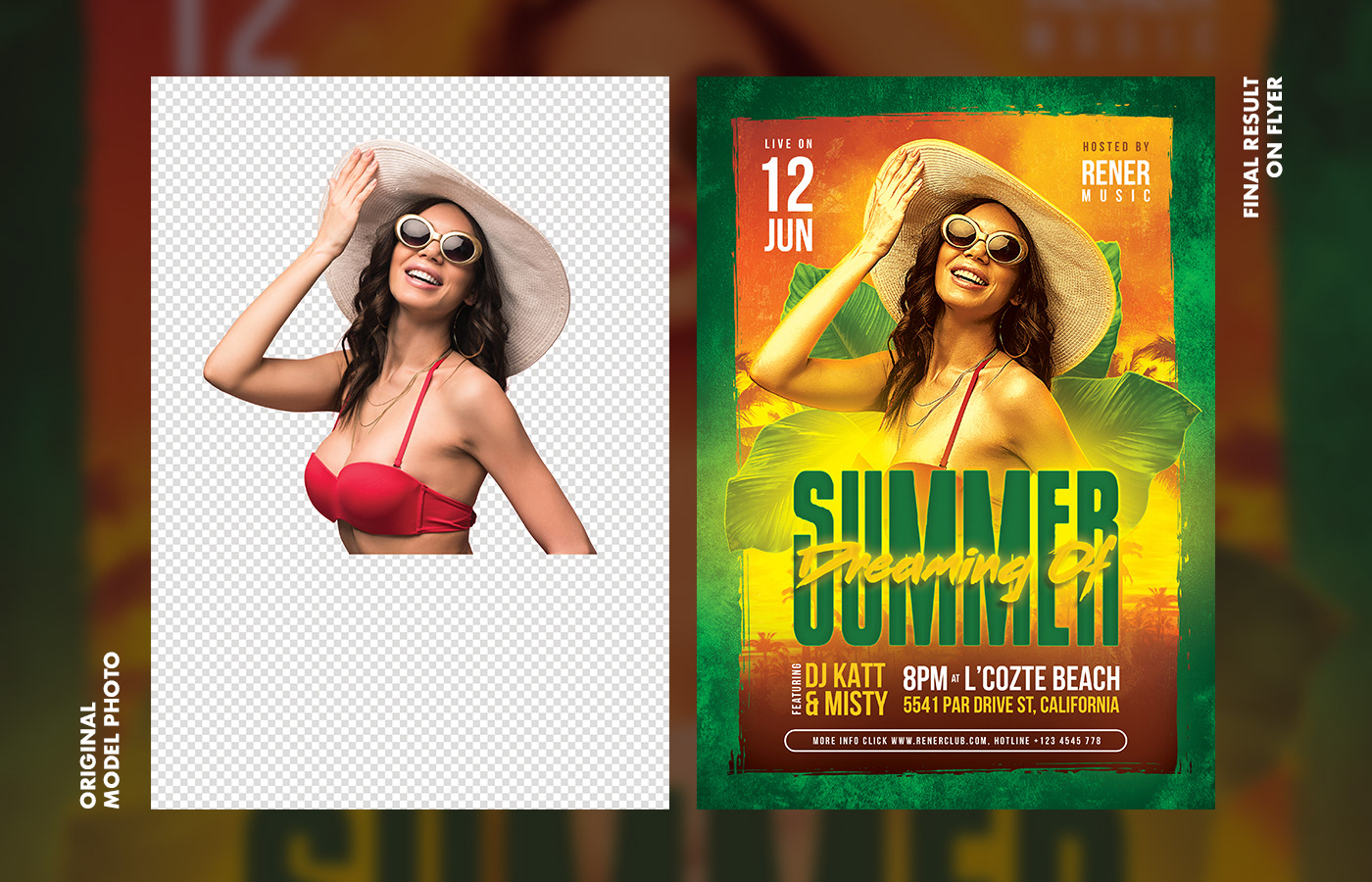 Caribbean club creative market flyer flyer template Hot party psd summer Tropical