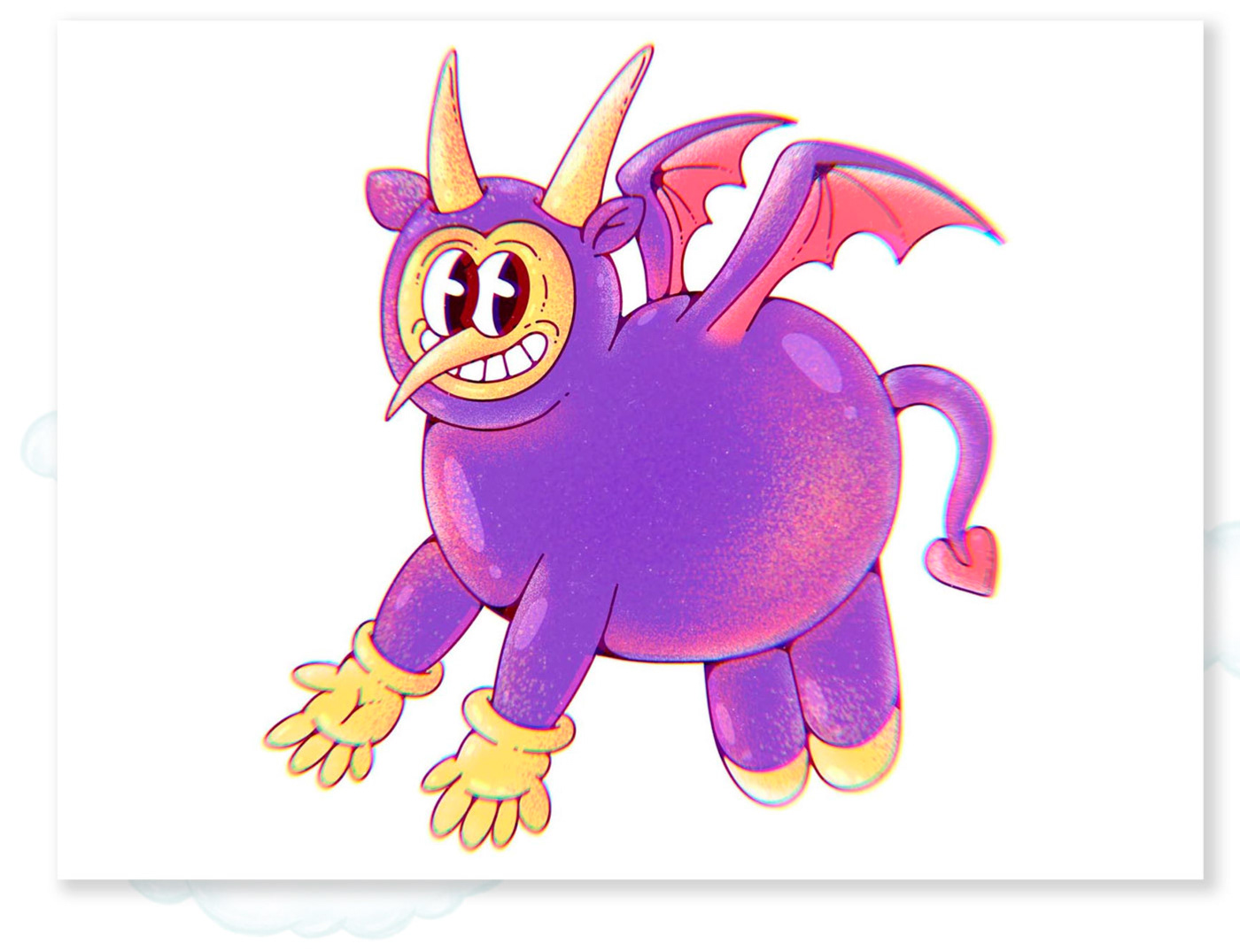 Fly purple devil illustration