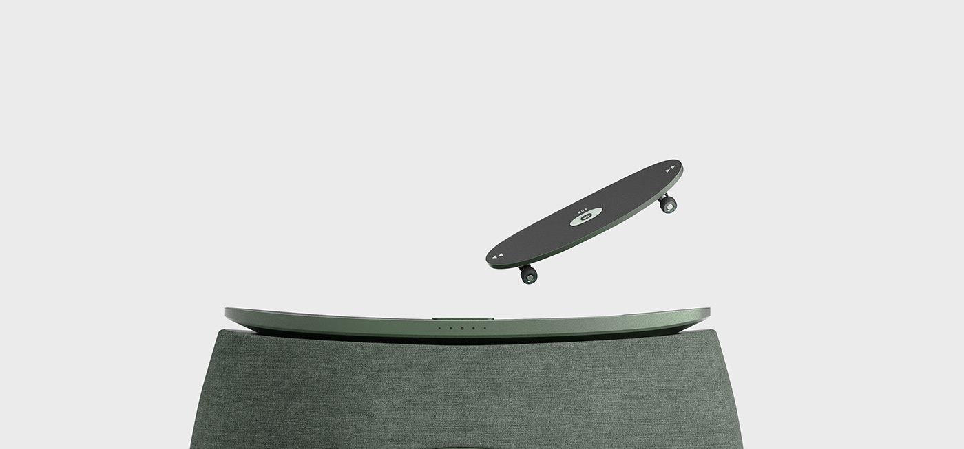 3D Audio bluetooth speaker concept industrial music product design  skateboard sound speaker