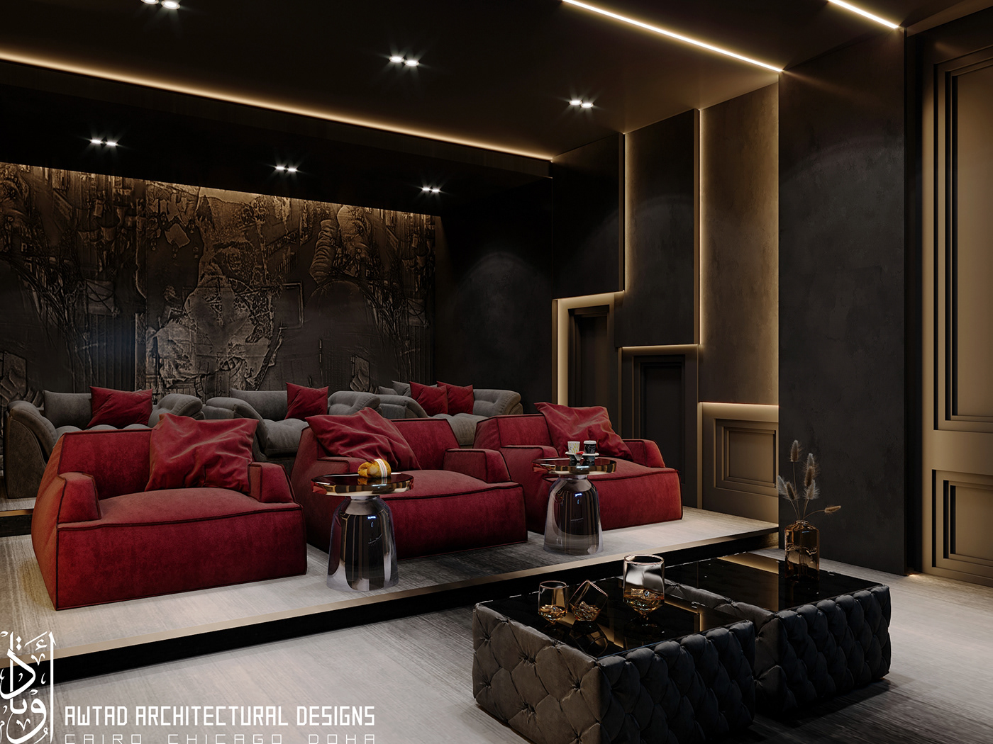 architecture corona designs home Interior luxurious photoshop Render Cinema homecinema theater 