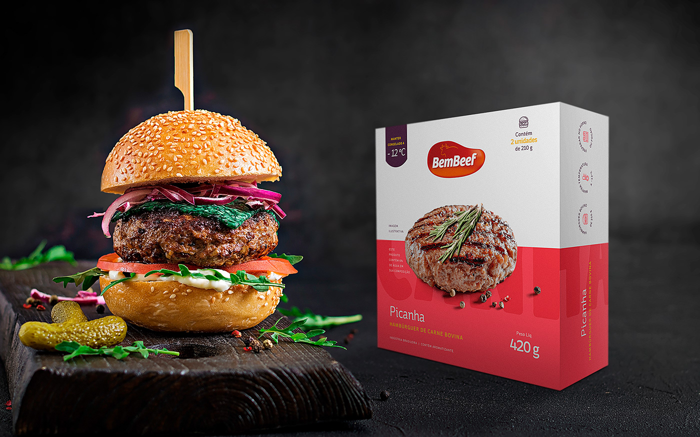 box design Food  hamburguer Packaging packaging design product burger hamburger meat