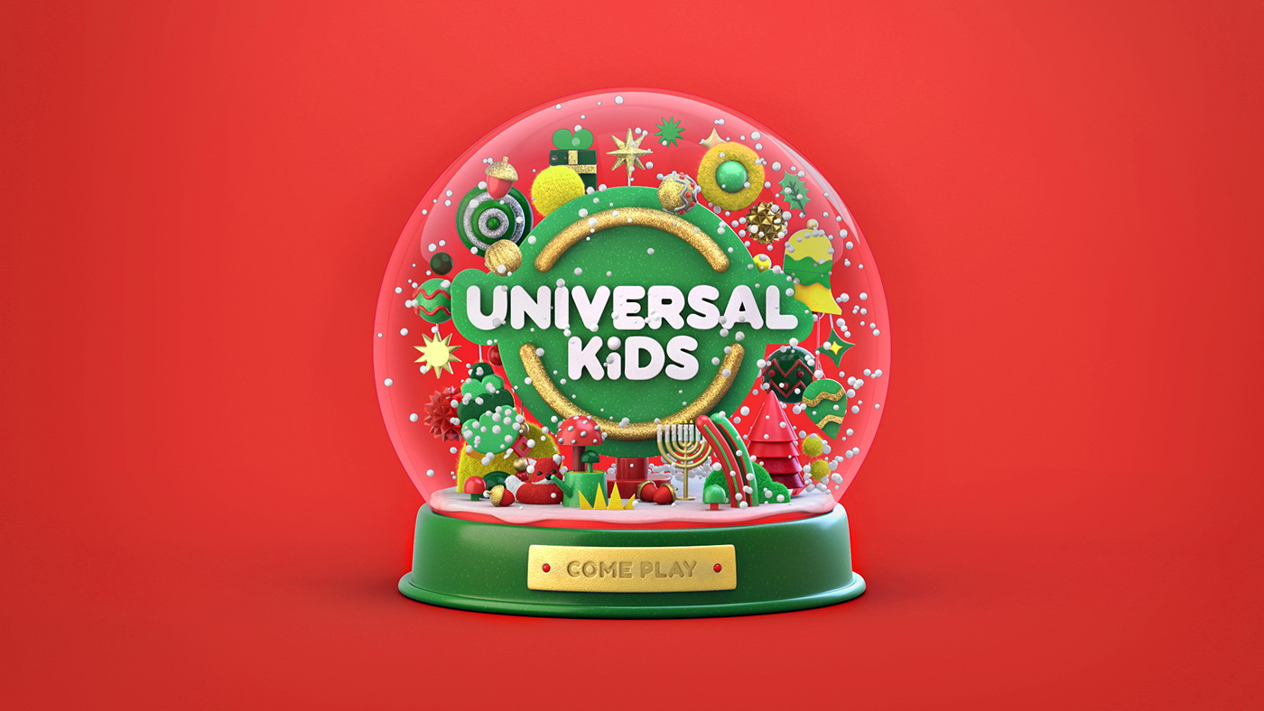 3D animation  Channel characters Christmas globe Holiday ID kids snow