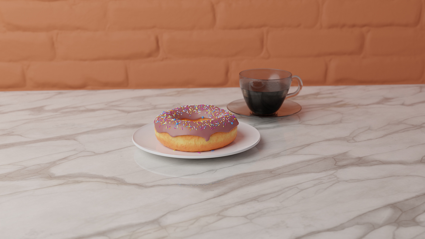 3D 3DDesign 3dmodelling   animation  blender Coffee donut ModelDesign Render