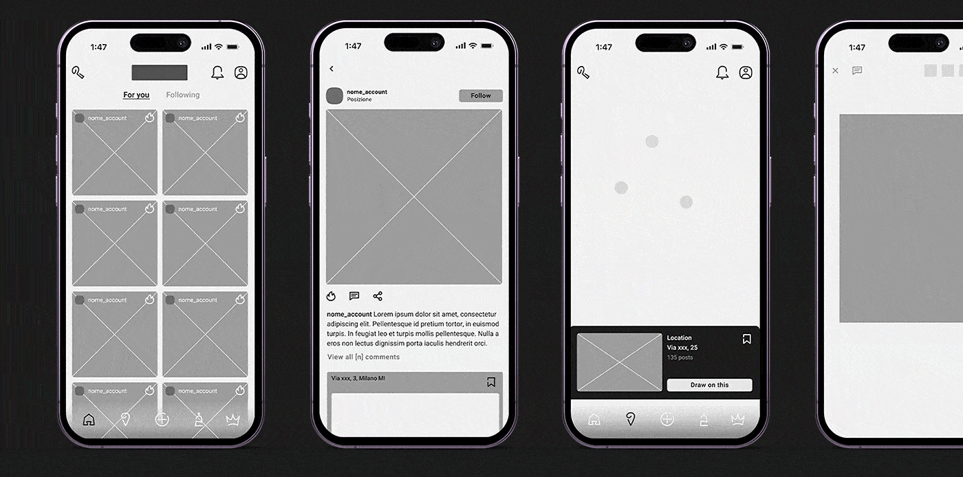 Wireframe of the app
