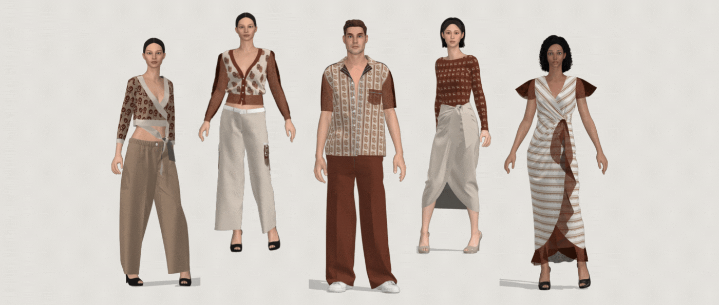 Clothing CLO 3D motif Value Addition  print design  fashion design apparel Tech Pack technical flats cave painting