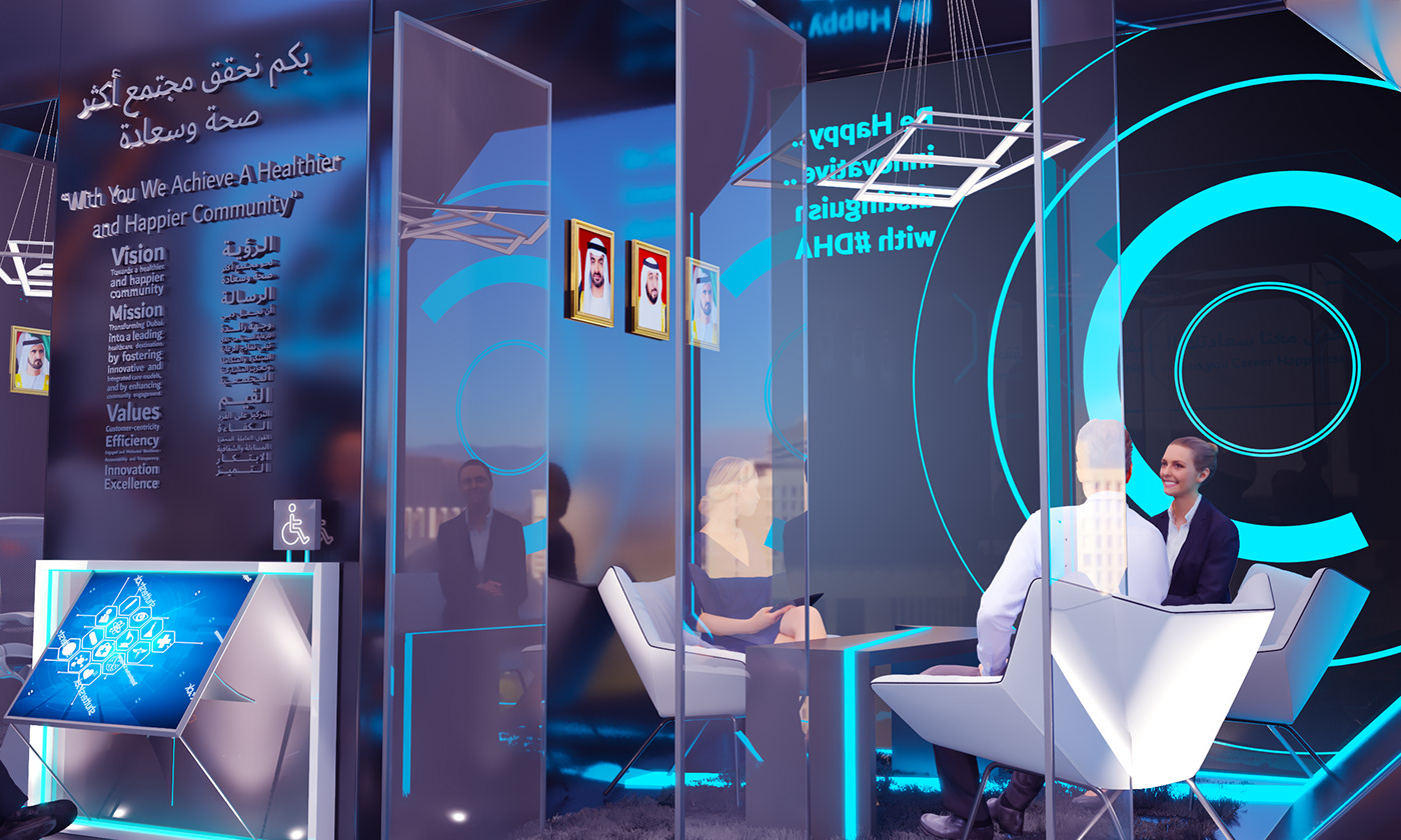 DHA career dubai booth Stand Kiosk coca pepsi 3D design