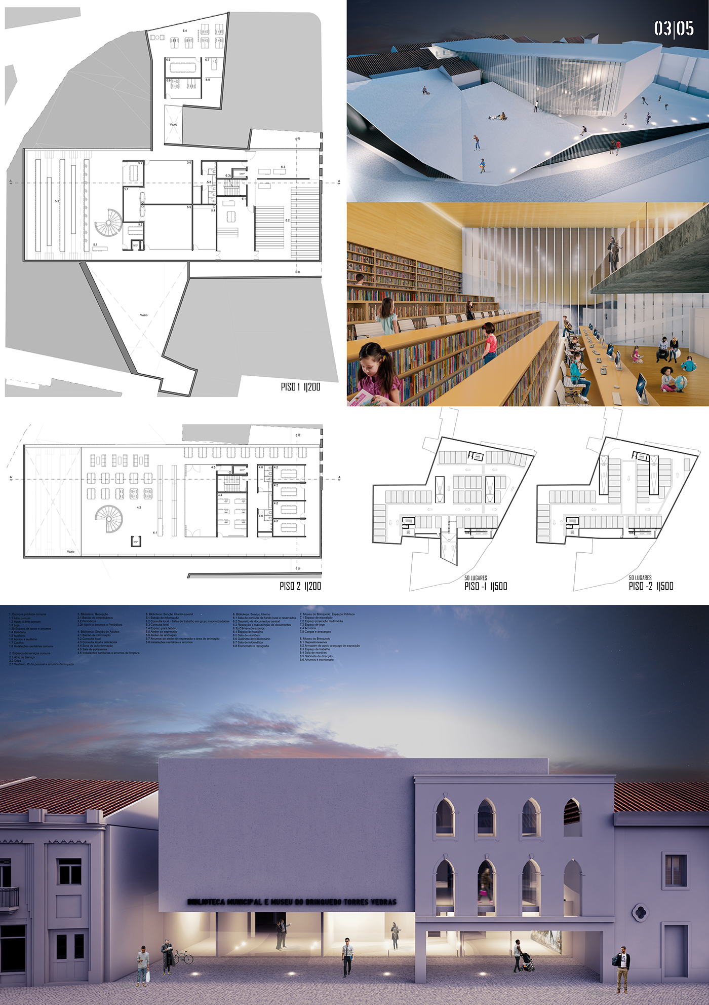 architecture 3D Modelling Drawing  museum library Portugal toy torres vedras Architectural competition ideas