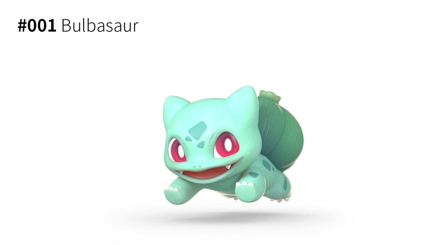 3D Bulbasaur Character Charmander illust Mew Nintendo pikachu Pokemon Squirtle