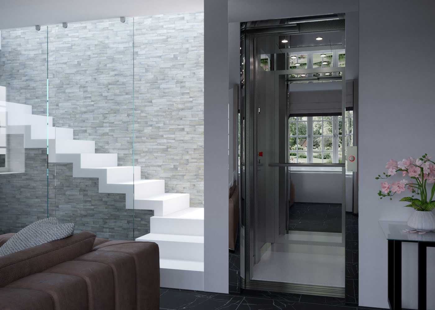 3D architettura ascensore cinema4d corona fotorealismo impatto interiordesign lift rendering
