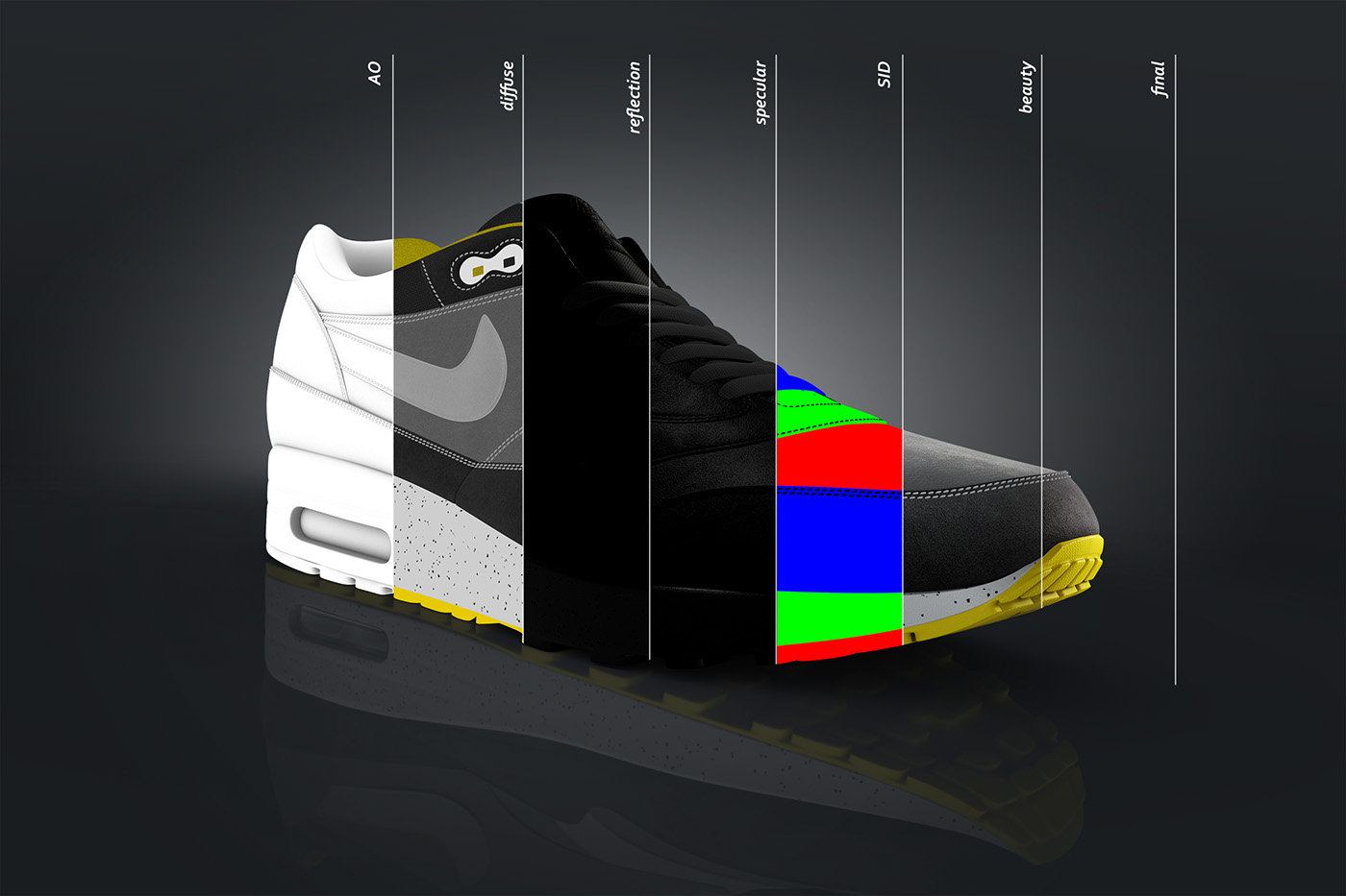 3D shoes Nike CGI design