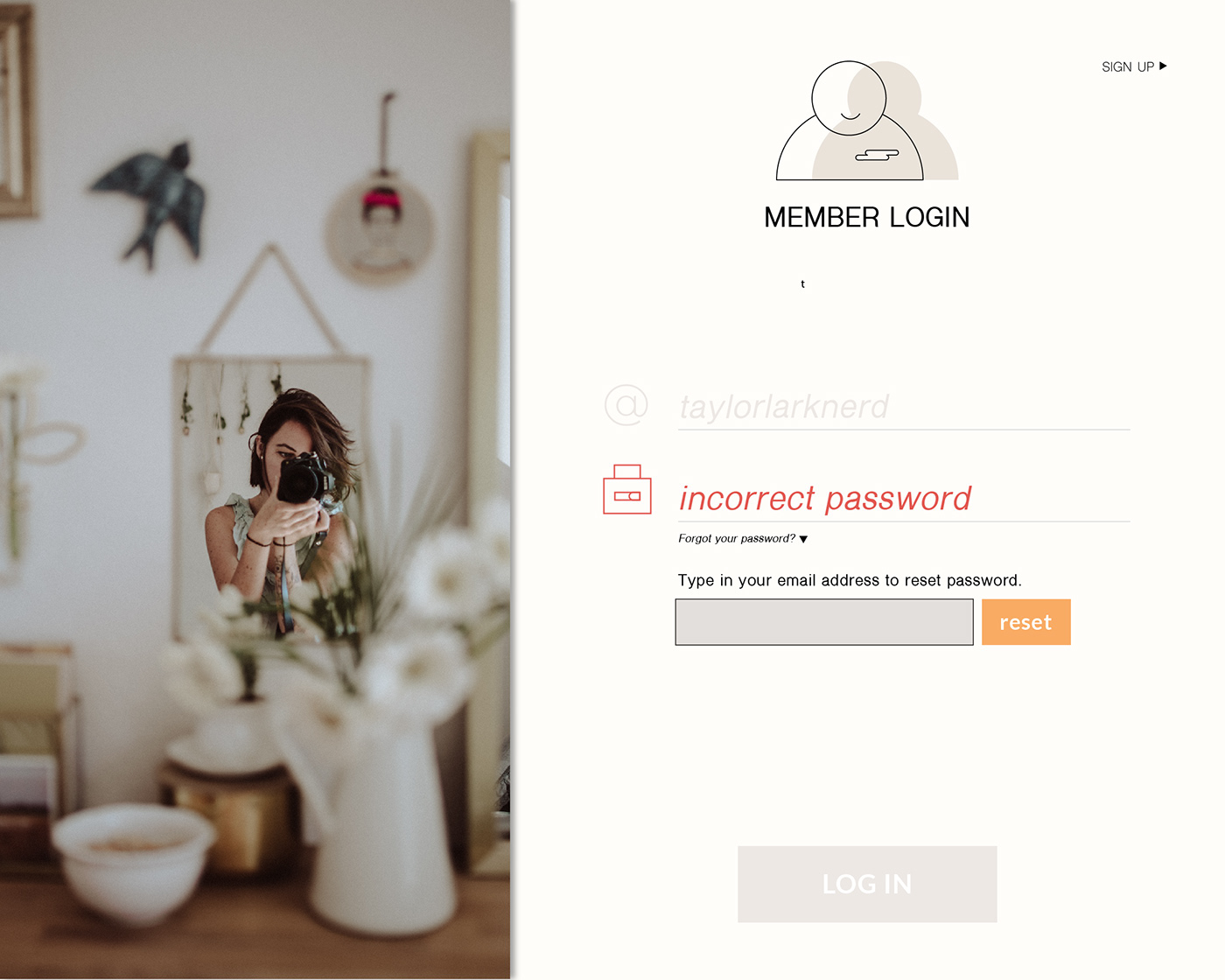 login page ui ux Website user research Forms fields