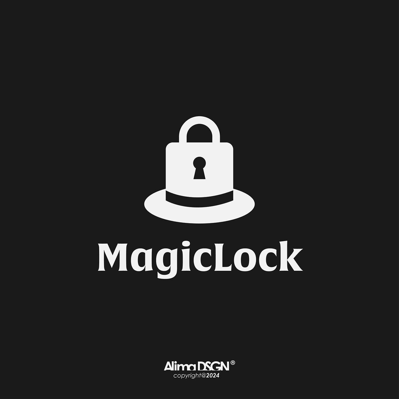 logo logodesign Magic   lock key blackwhite modern hat LockKey magichat