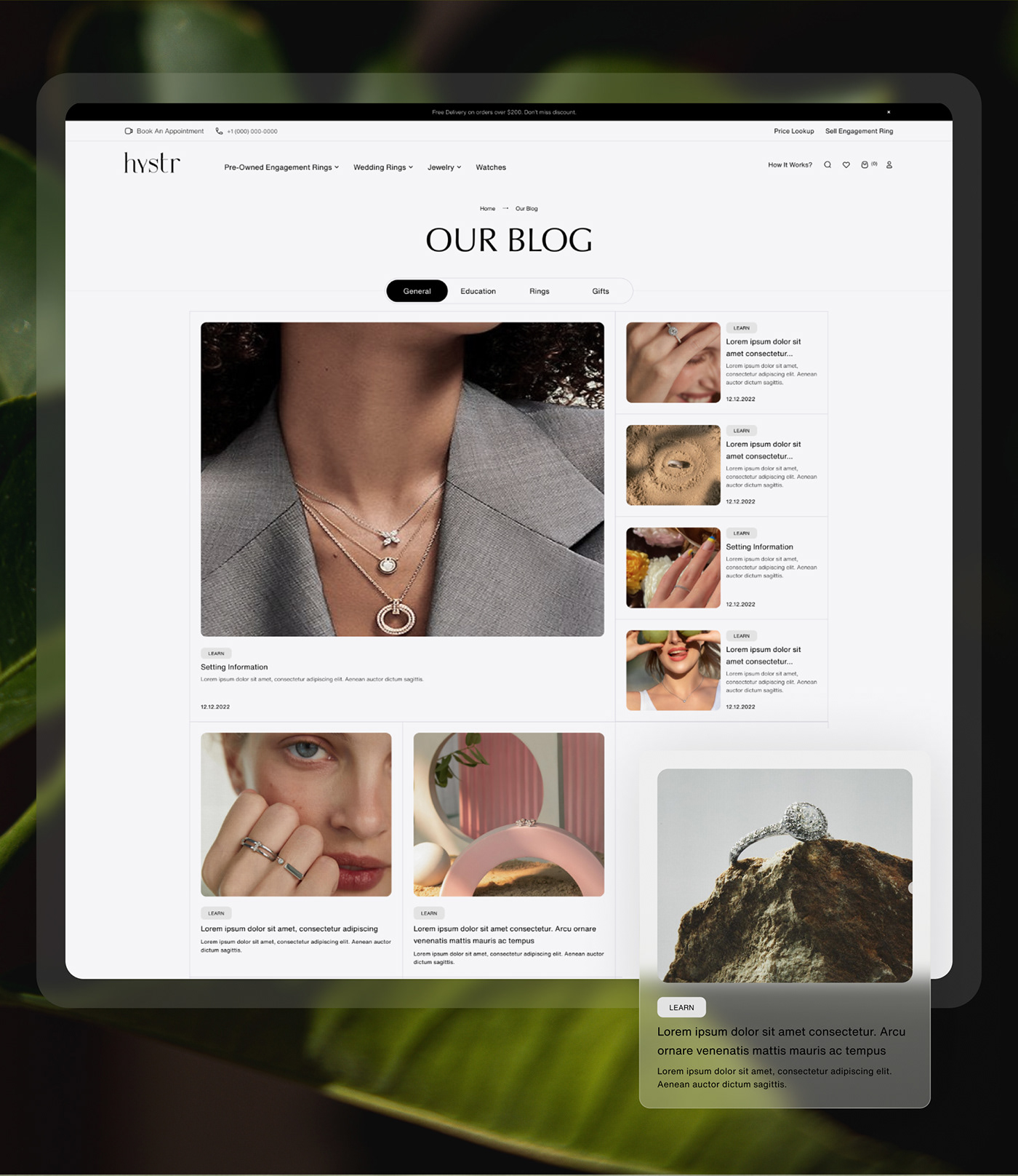 Ecommerce jewelry store Website UI/UX Marketplace auction engagement rings luxury goods product design 