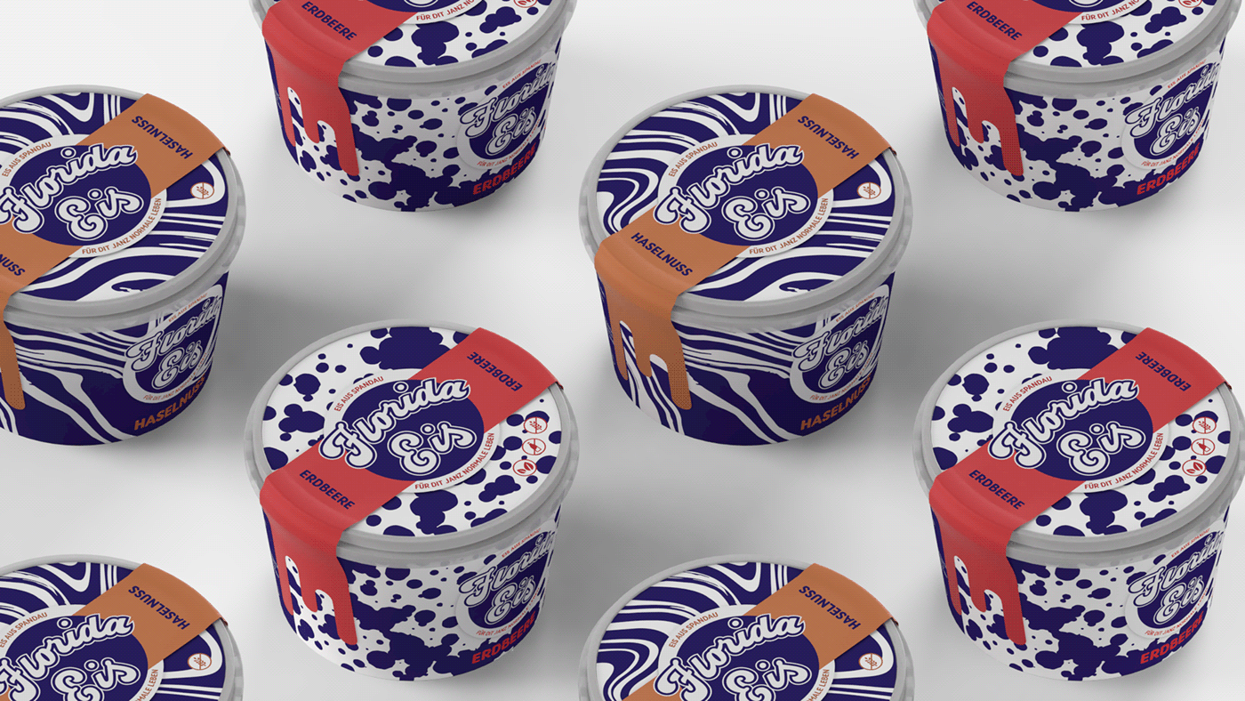 ice cream Florida Eis Packaging branding  logo Food  Gelato pattern typedesign logodesign