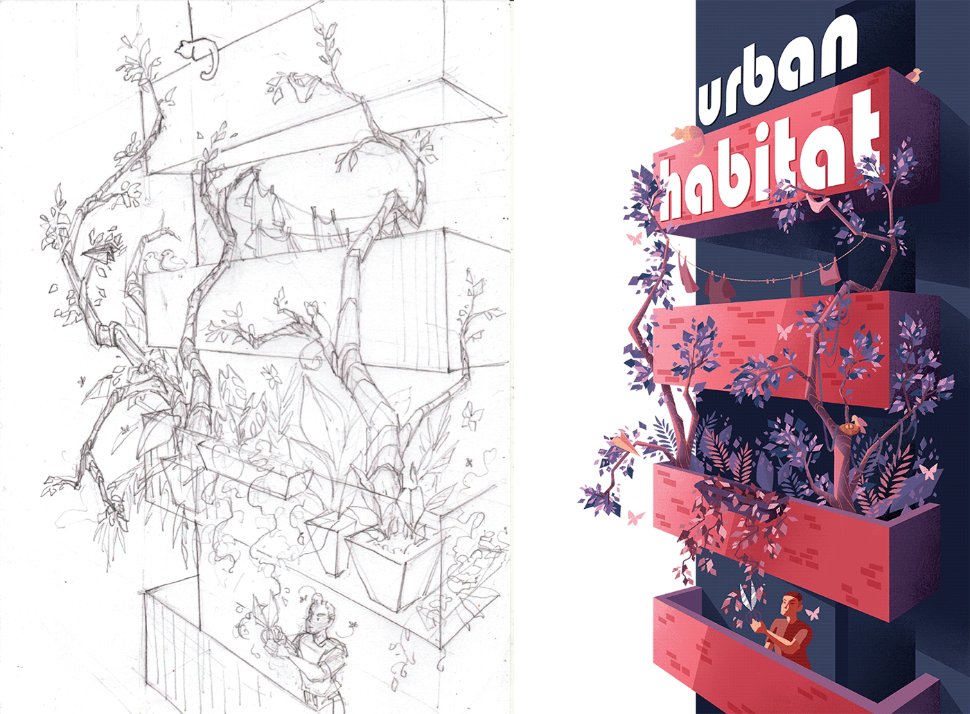 digital illustration sketch editorial magazine Editorial Illustration cityscape Urban city