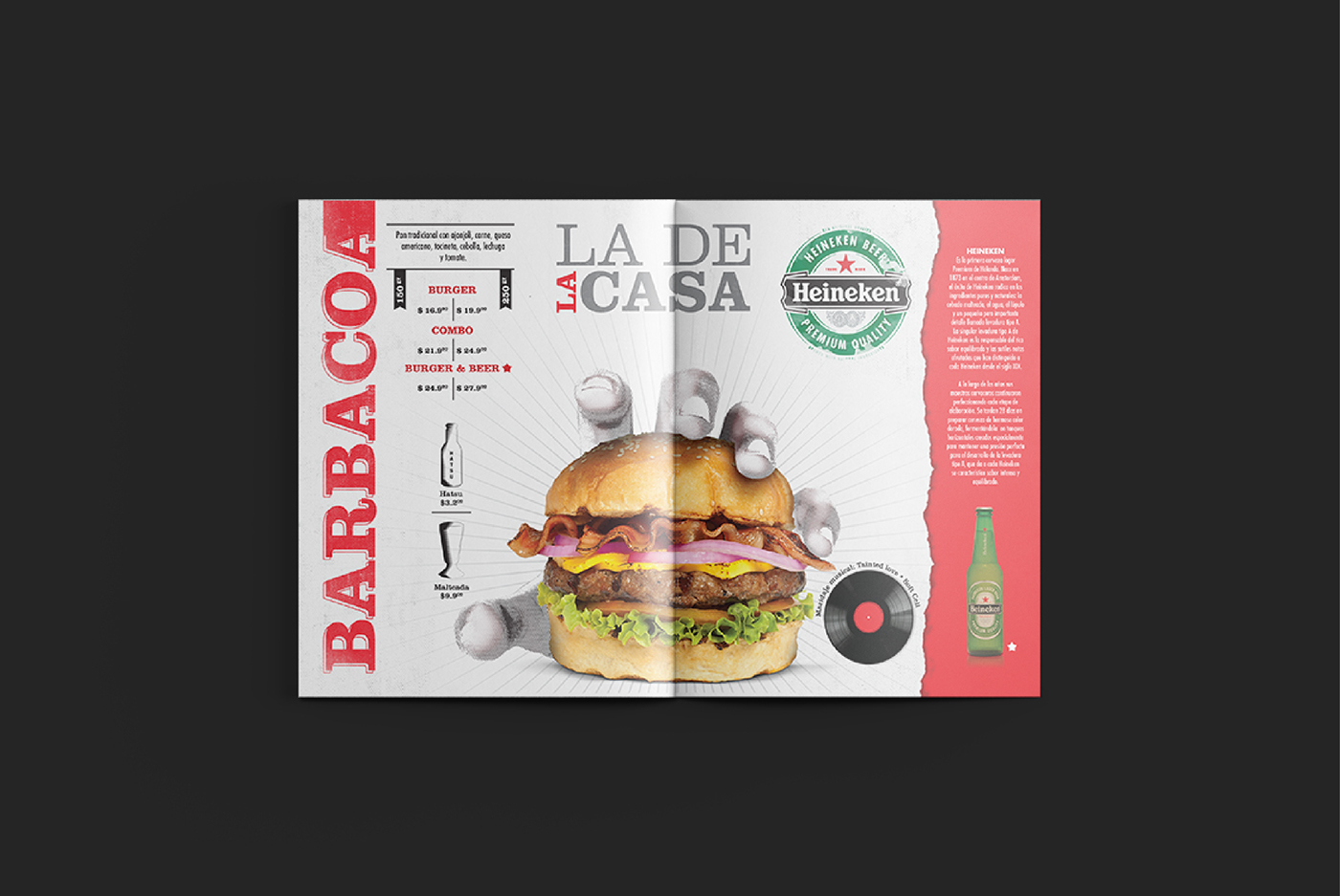 barbacoa menu Hamburguesas burger beer carta restaurante Burger and Beer diseño menu Menu desing Food 