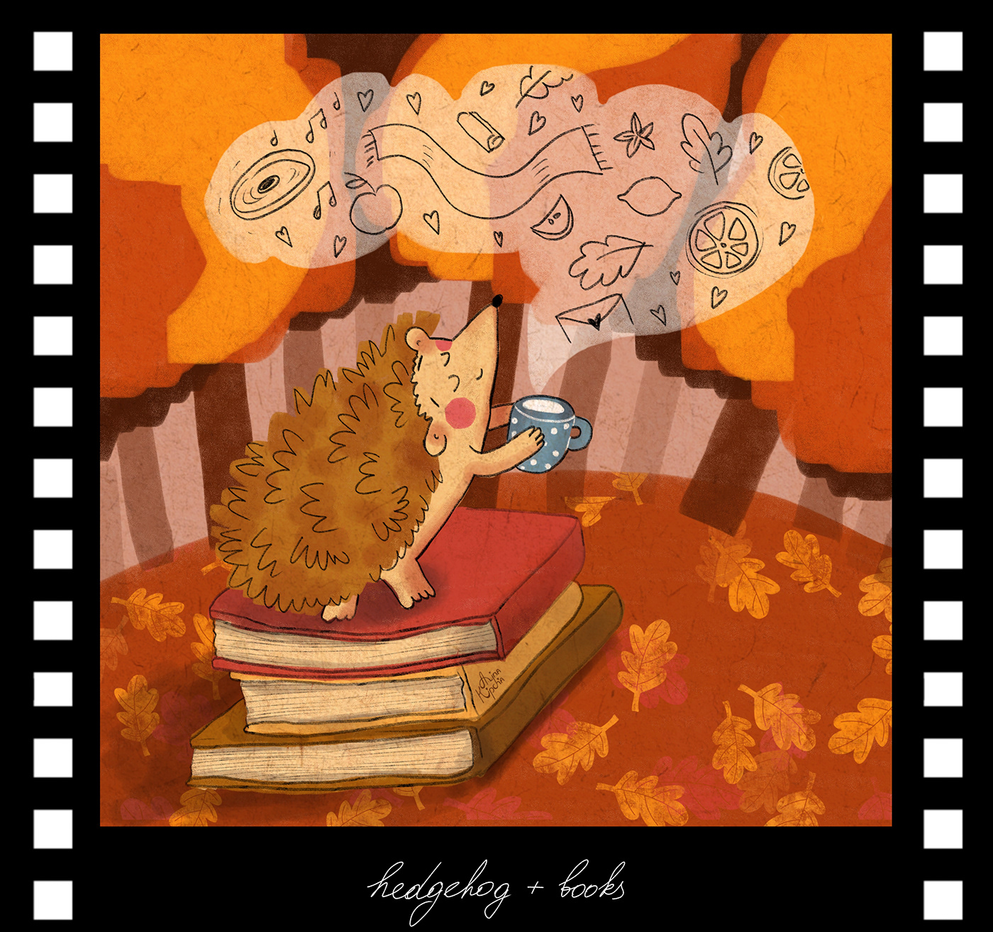 ILLUSTRATION  Digital Art  challenge inktober Character design  Hedgehog animals autumn autumn colors forest