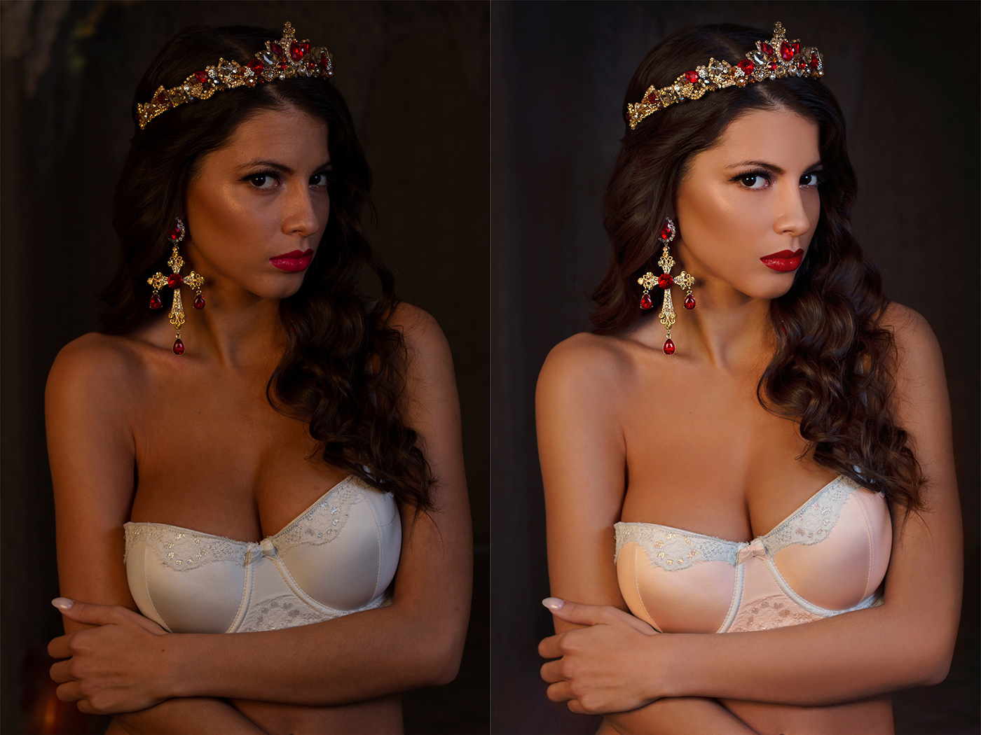 Before and After earrings Make Up retouch retoucher retouching  TIARA
