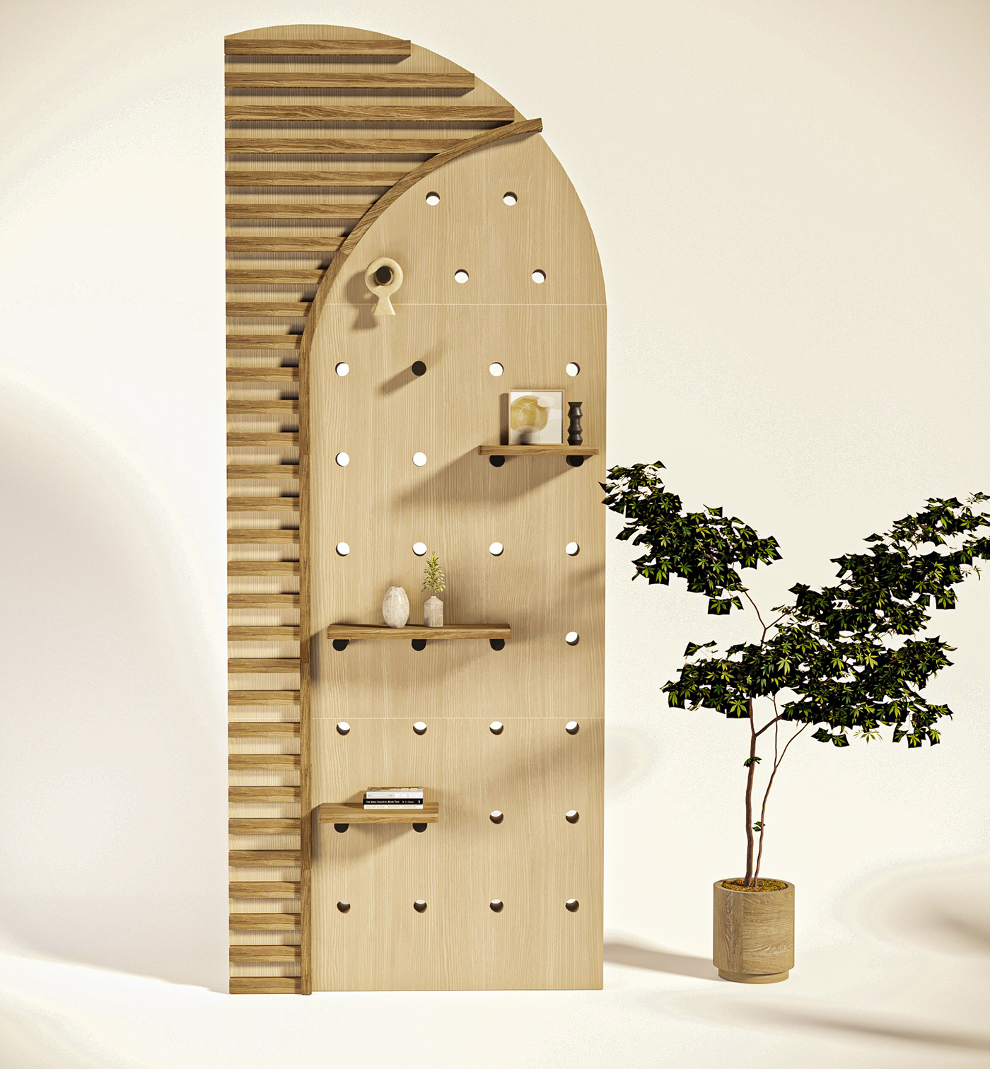 design wall partition furniture design  wood Interior 3ds max Render corona partition design