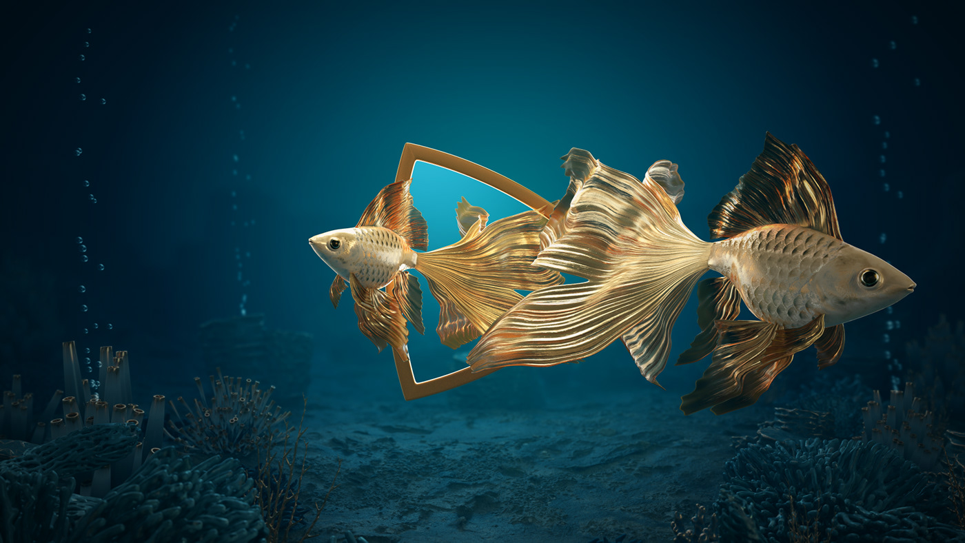 3D design fish ID Ident ILLUSTRATION  motion tv