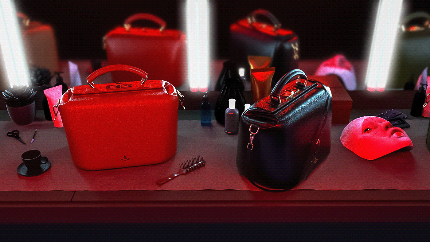 3dmodeling 3drender Fashion  handbag leather neon Nicolas Winding Refn product modeling THE NEON DEMON visualization