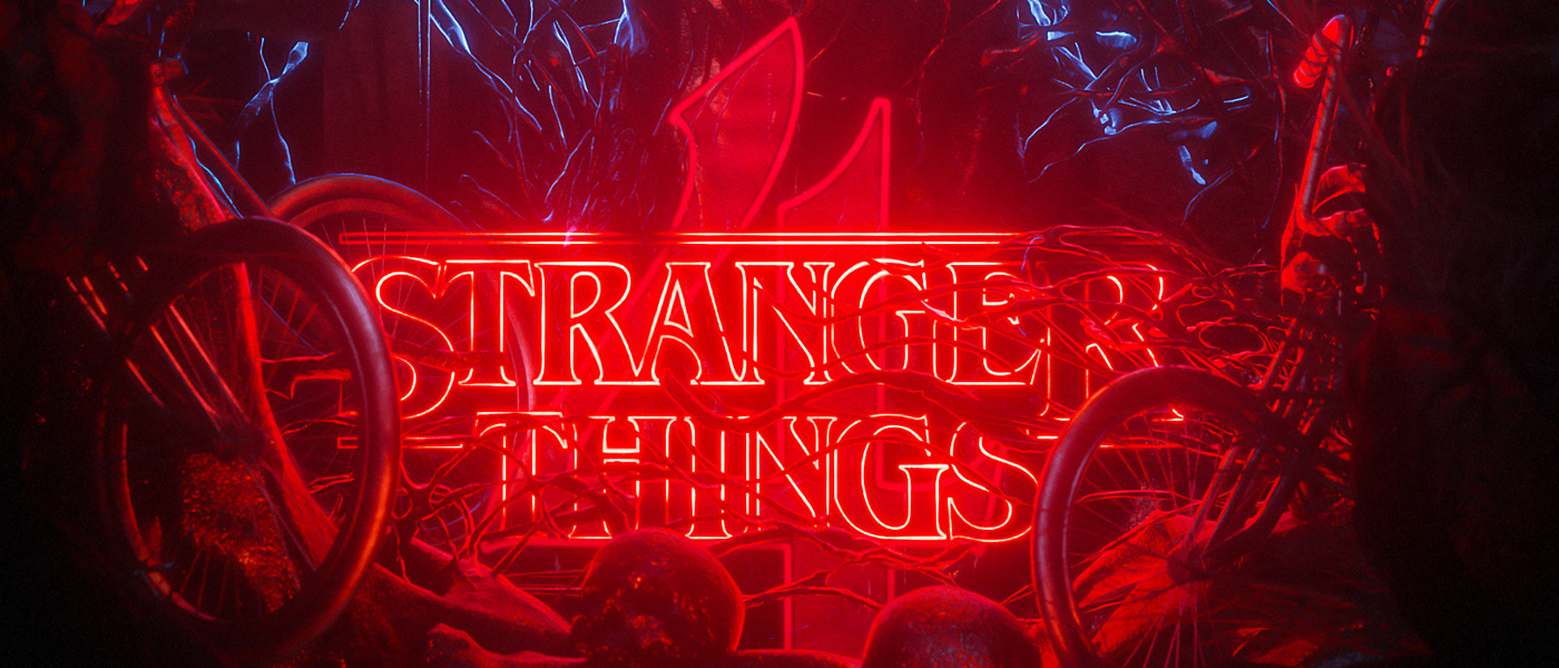 billelis Netflix Stranger Things ILLUSTRATION  80s retro vibe neon poster dark 3D