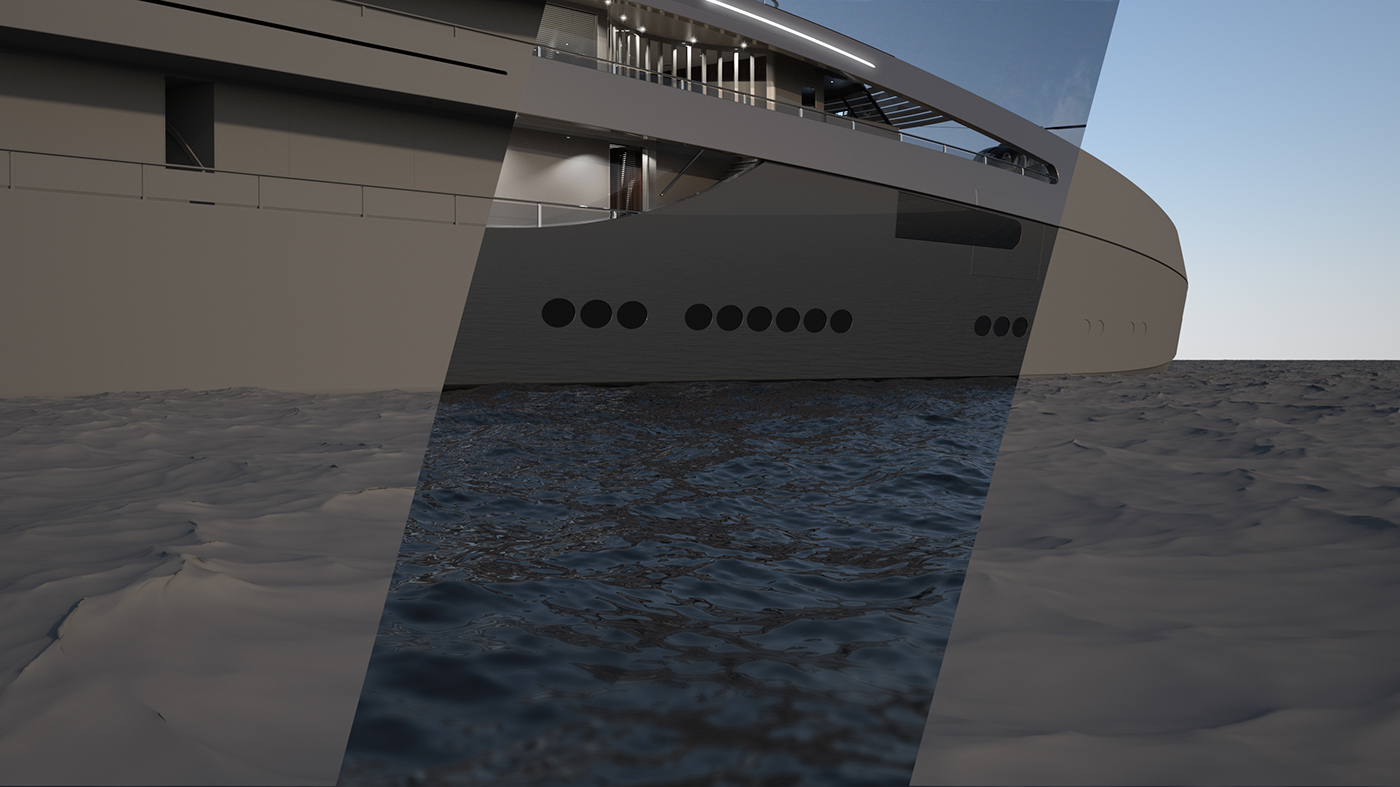 yacht superyacht Motor Yacht Ocean concept boat design 3D Render visualization