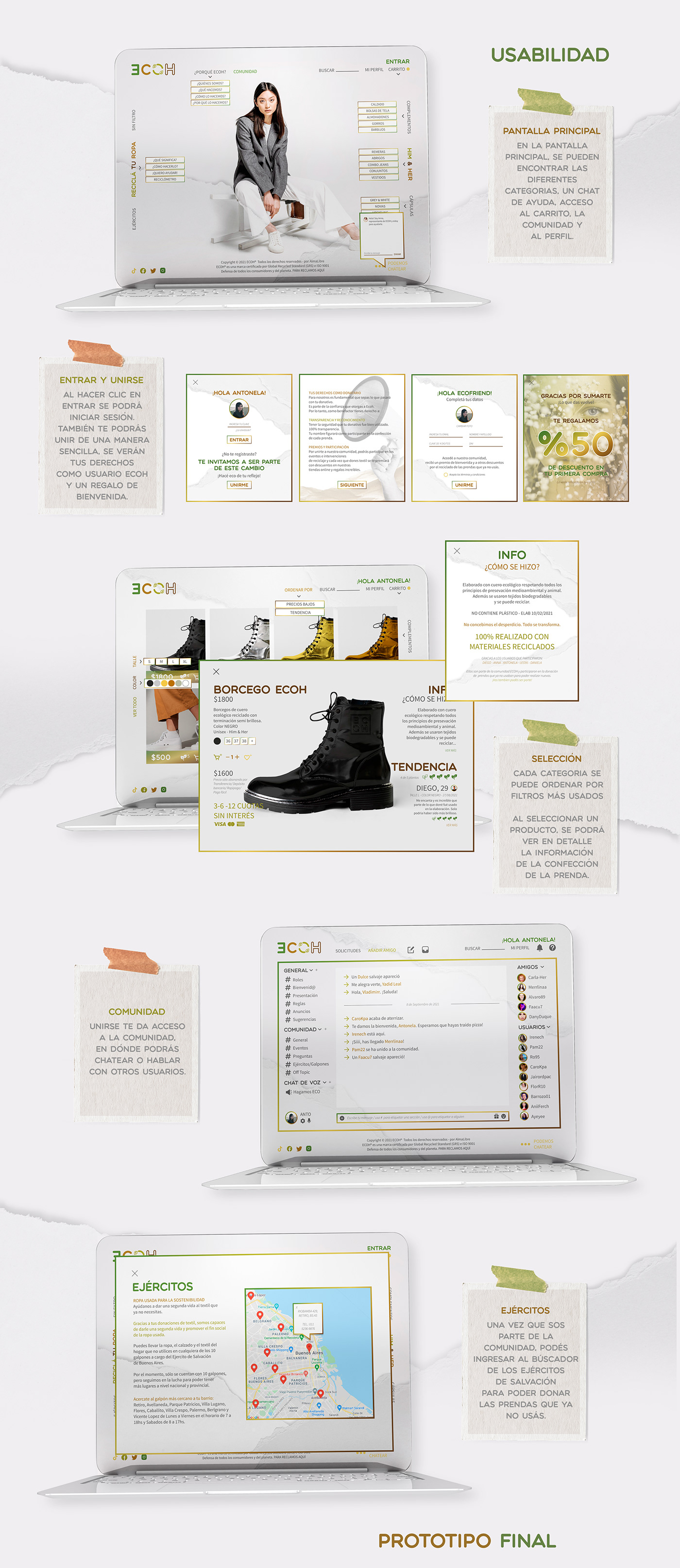 Advertising  branding  ecofriendly Ecoh Ecommerce fashion design himher landing page recycle UI/UX