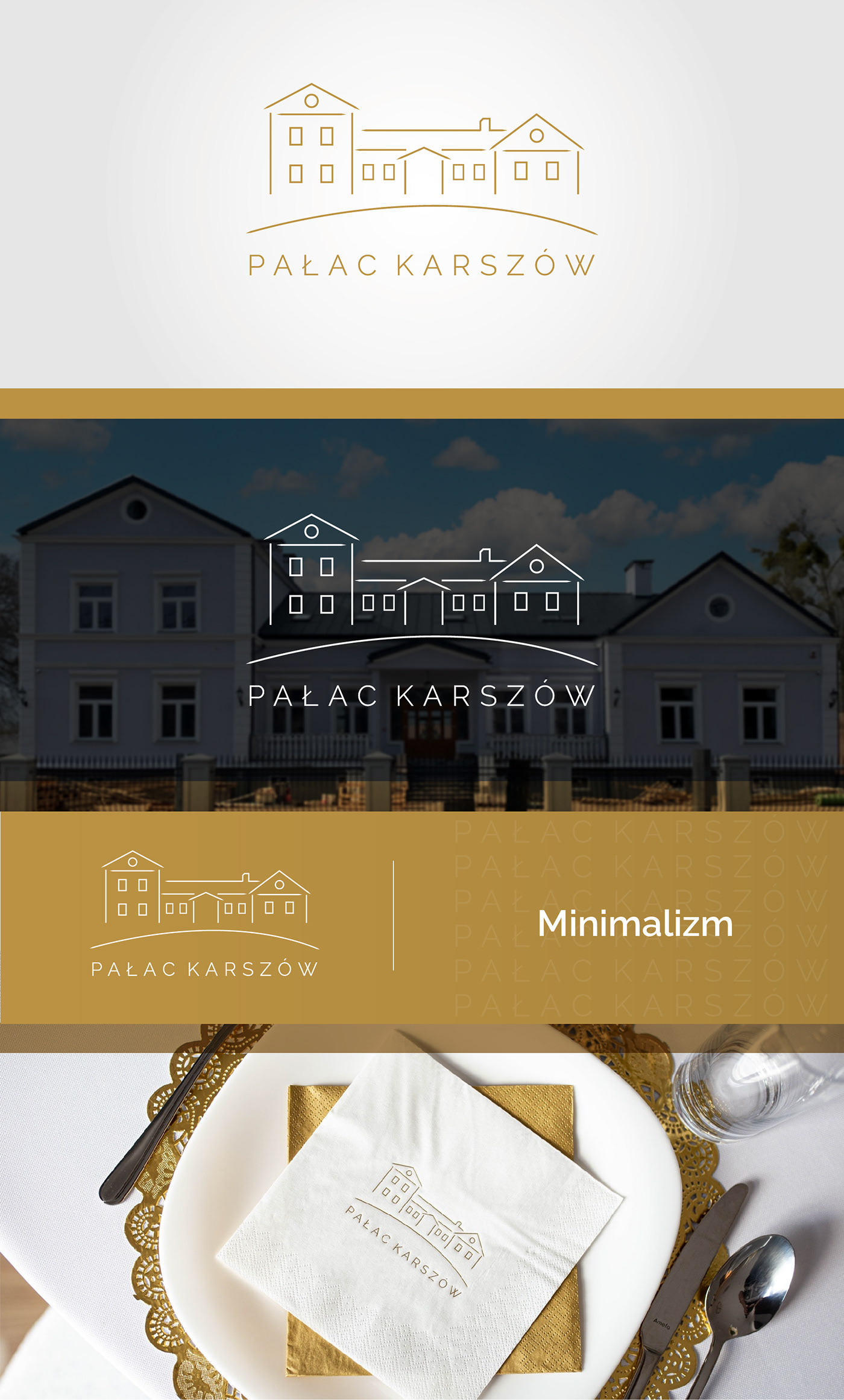 Events logo mansion Minimalism palace restaurant simple gold Logo Design minimalist