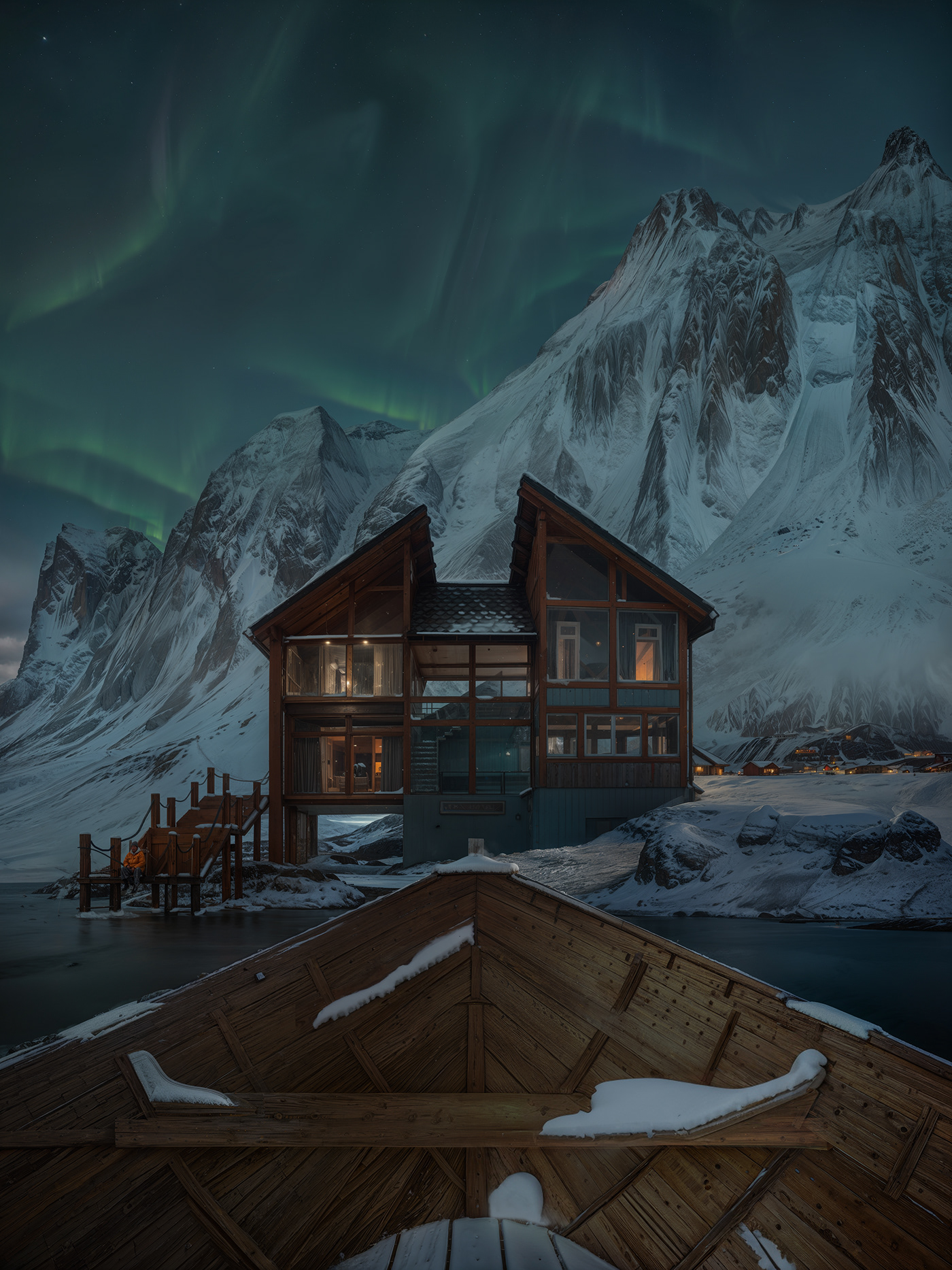 norway visualization Cottage exterior architecture Render archviz 3D winter mountains