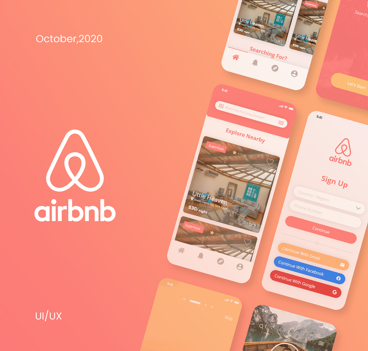 adobe app design Aribnb graphic design  Illustrator photoshop redesign Travel uiux xD