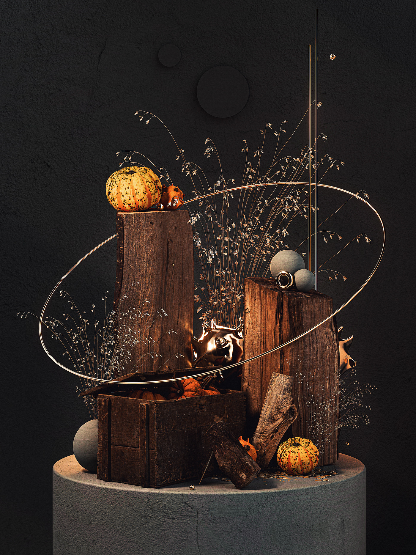 3D 3dart abstract abstractart autumn CGI geometric gradients octane Render