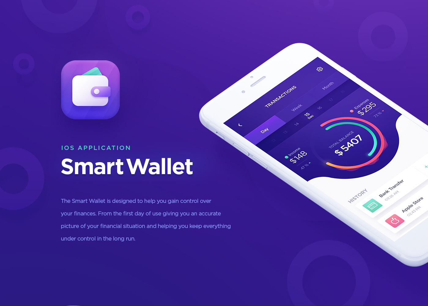 ios app UI finance WALLET graph statistics mobile application